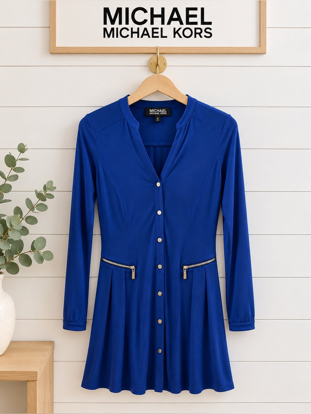 MICHAEL MICHAEL KORS Royal Blue Zip Pocket Dress Size S